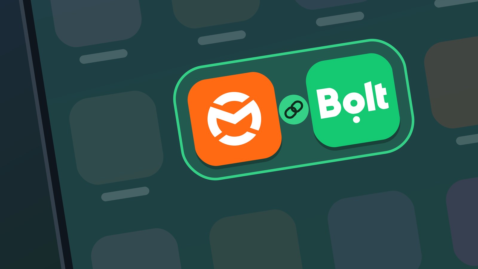 The Mystro and Bolt app icons joined by a link icon on a phone home screen.